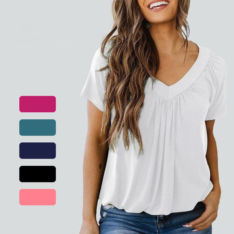 DUOEASE Tee Shirt Femme col v T-Shirts Off Shoulder à Manches Courtes Haut Femme Chic et Elegant Bleu Ciel S DUOEASE Tee Shirt Femme col v T-Shirts Off Shoulder à Manches Courtes Haut Femme Chic et Elegant Bleu Ciel S