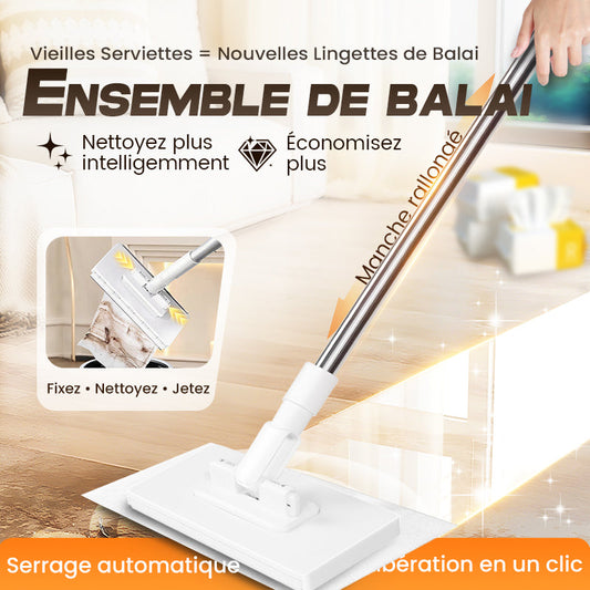 🧹✨Balai à poussière jetable avec 4 chiffons réutilisables💥🌟