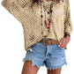 🥰Soldes d'été - 50 % de réduction💛Haut en crochet beige pour femme, d'inspiration bohème, avec encolure en V