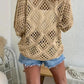 🥰Soldes d'été - 50 % de réduction💛Haut en crochet beige pour femme, d'inspiration bohème, avec encolure en V