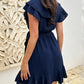 Robe élégante à taille nouée et col en V à volants pour femmes